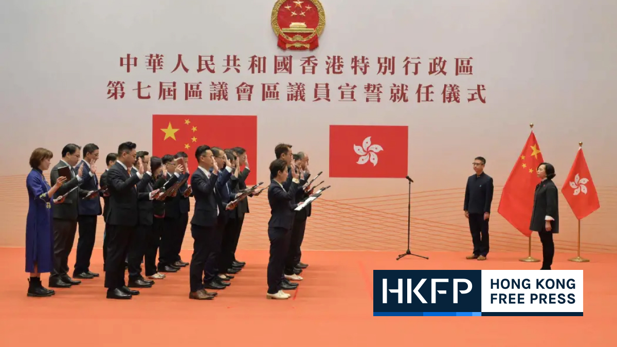 District councillors told to support legislation of city’s own security law as they swear allegiance to Hong Kong